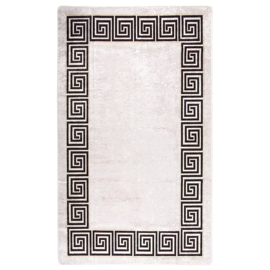 vidaXL Rug Washable White and Black 120x170 cm Anti Slip