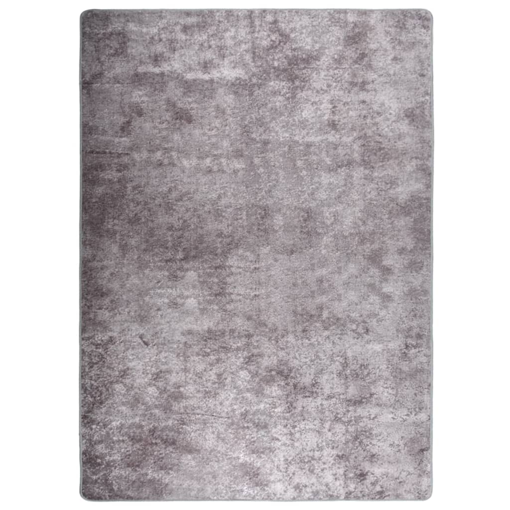 vidaXL Rug Washable Grey 150x230 cm Anti Slip