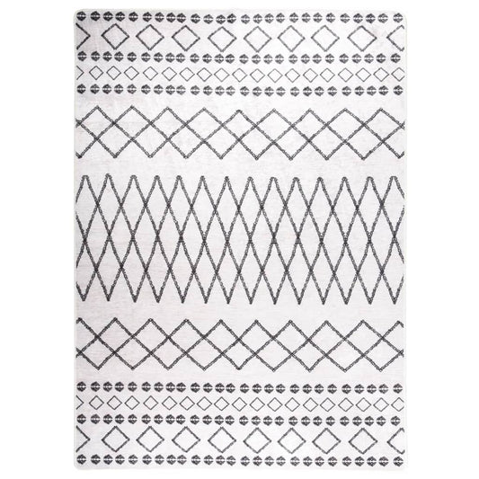 vidaXL Rug Washable Black and White 150x230 cm Anti Slip