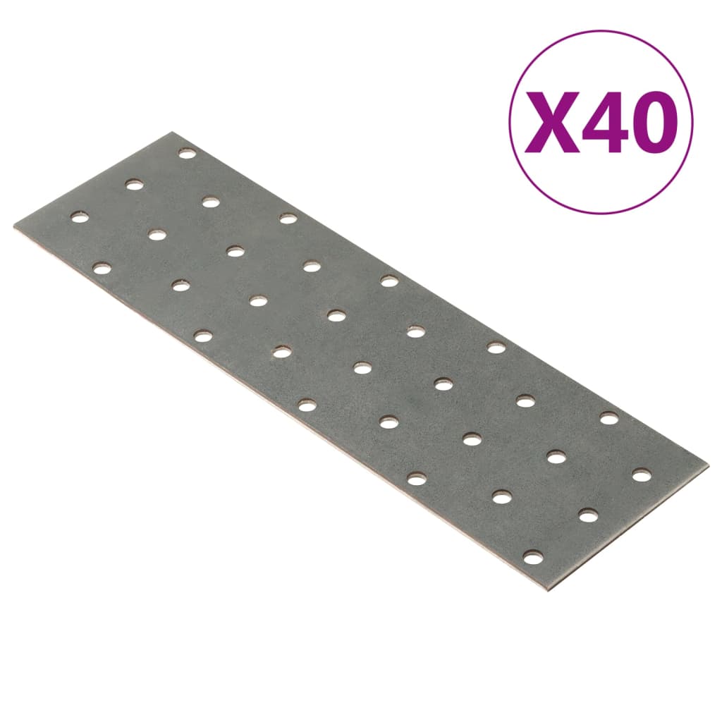 vidaXL Perforated Plates 40 pcs 2 mm 200x60 mm Galvanised Steel