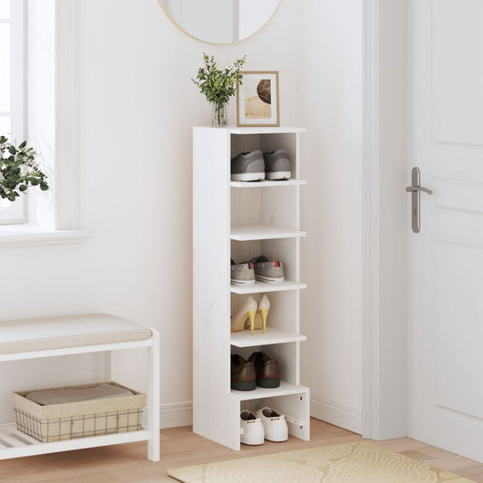 vidaXL Shoe Cabinet White 28x30x104 cm Solid Wood Pine