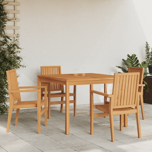 vidaXL 5 Piece Garden Dining Set Solid Wood Teak
