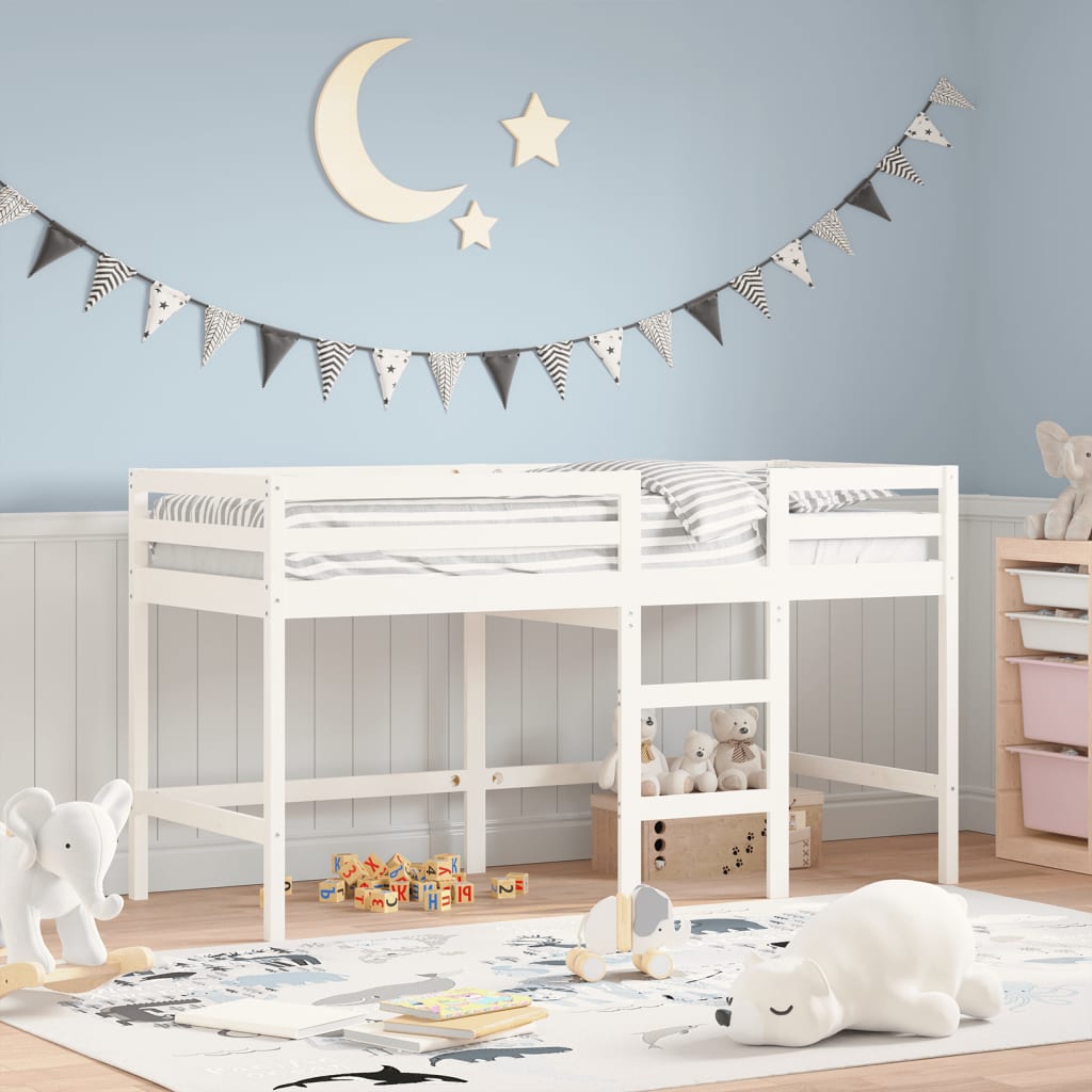 vidaXL Kids' Loft Bed with Ladder White 90x190 cm Solid Wood Pine