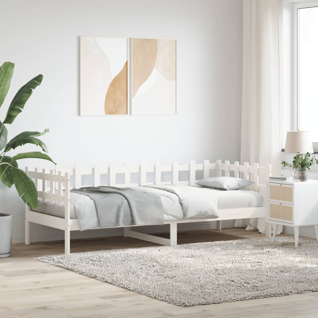 vidaXL Day Bed White 90x200 cm Solid Wood Pine