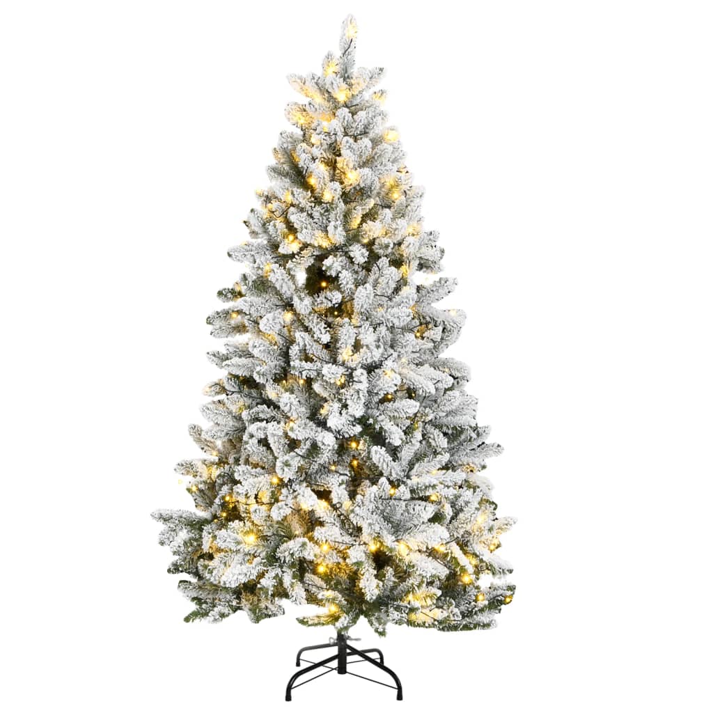 vidaXL Artificial Hinged Christmas Tree 300 LEDs & Flocked Snow 300 cm