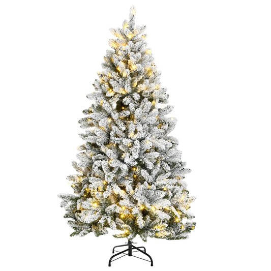 vidaXL Artificial Hinged Christmas Tree 300 LEDs & Flocked Snow 300 cm