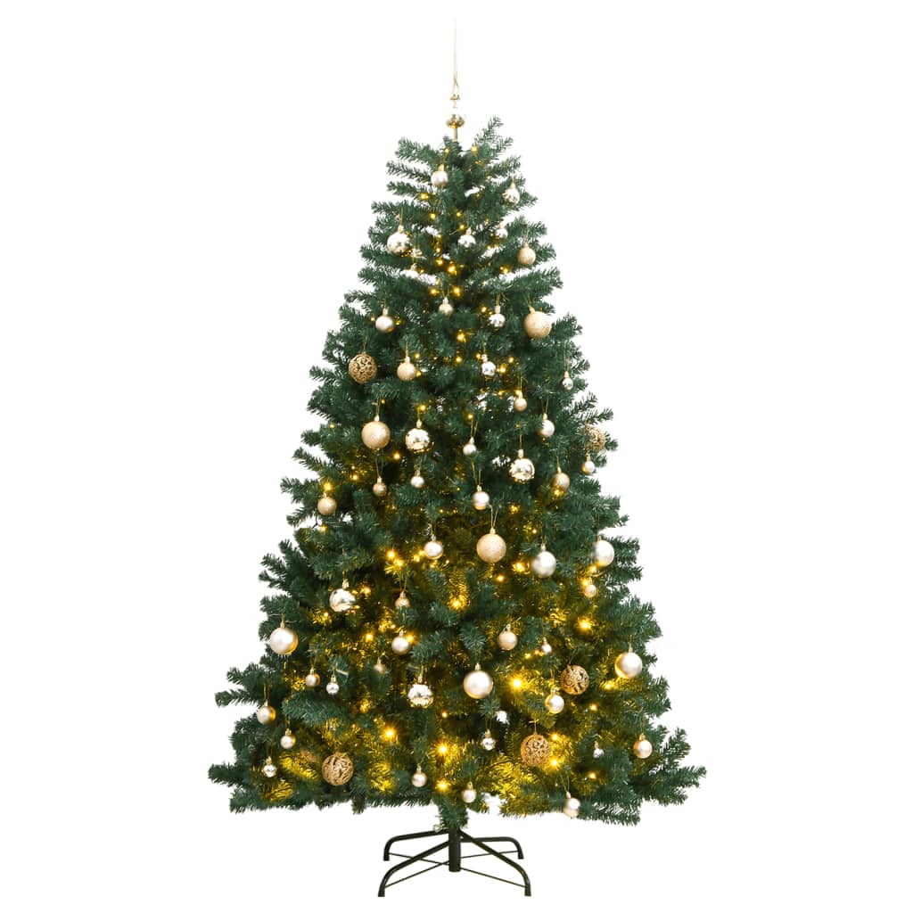 vidaXL Artificial Hinged Christmas Tree 300 LEDs & Ball Set 240 cm