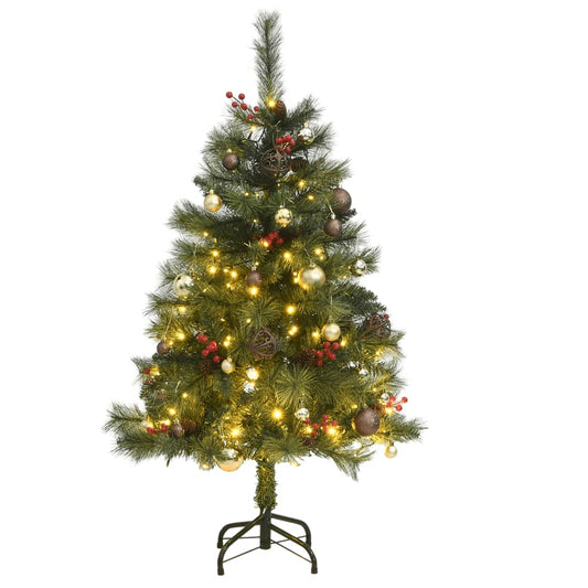 vidaXL Artificial Hinged Christmas Tree 150 LEDs & Ball Set 120 cm