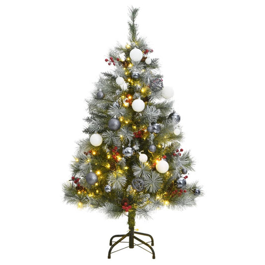vidaXL Artificial Hinged Christmas Tree 150 LEDs & Ball Set 120 cm