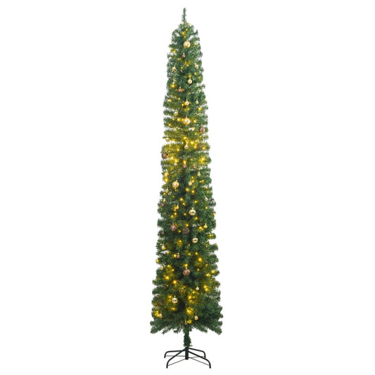 vidaXL Slim Christmas Tree 300 LEDs & Ball Set 300 cm