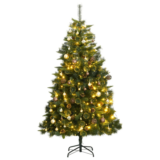 vidaXL Artificial Hinged Christmas Tree 300 LEDs & Ball Set 180 cm