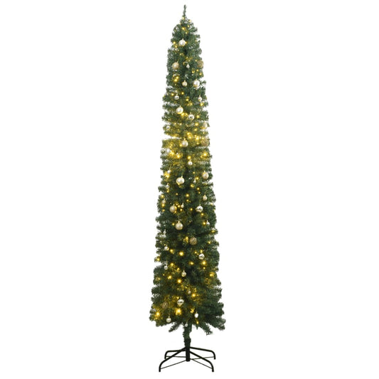 vidaXL Slim Christmas Tree 300 LEDs & Ball Set 300 cm
