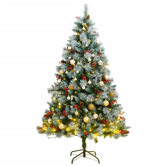 vidaXL Artificial Hinged Christmas Tree 300 LEDs & Ball Set 240 cm