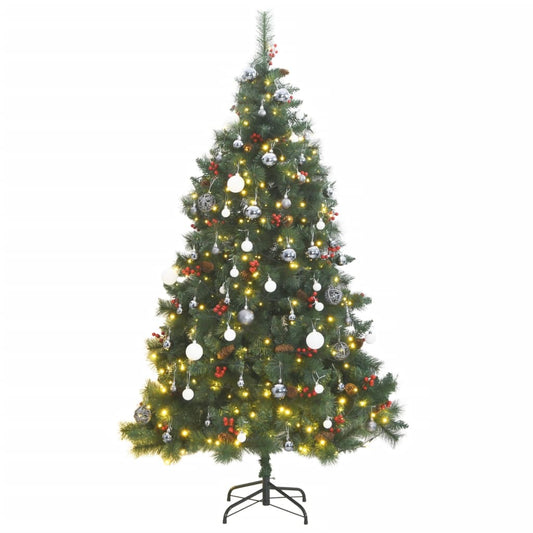 vidaXL Artificial Hinged Christmas Tree 300 LEDs & Ball Set 240 cm