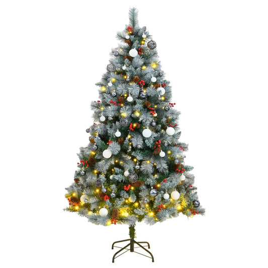 vidaXL Artificial Hinged Christmas Tree 300 LEDs & Ball Set 210 cm