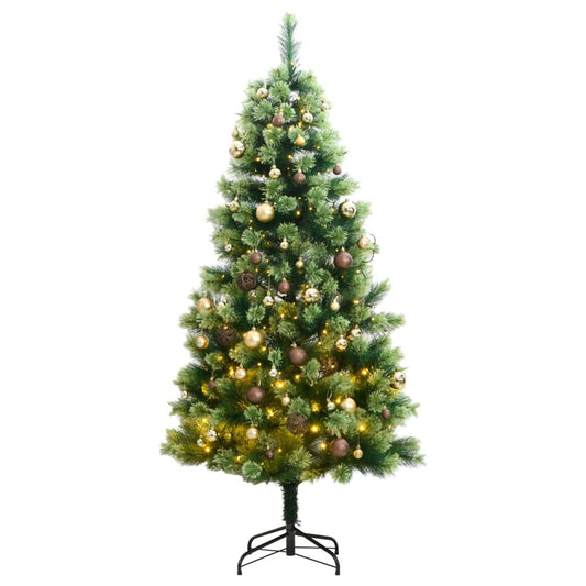 vidaXL Artificial Hinged Christmas Tree 150 LEDs & Ball Set 150 cm