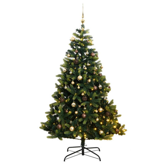 vidaXL Artificial Hinged Christmas Tree 150 LEDs & Ball Set 120 cm