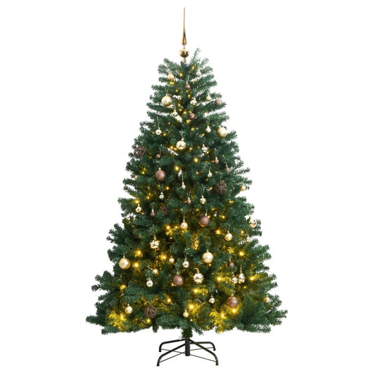 vidaXL Artificial Hinged Christmas Tree 150 LEDs & Ball Set 120 cm