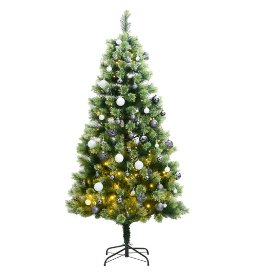 vidaXL Artificial Hinged Christmas Tree 150 LEDs & Ball Set 150 cm