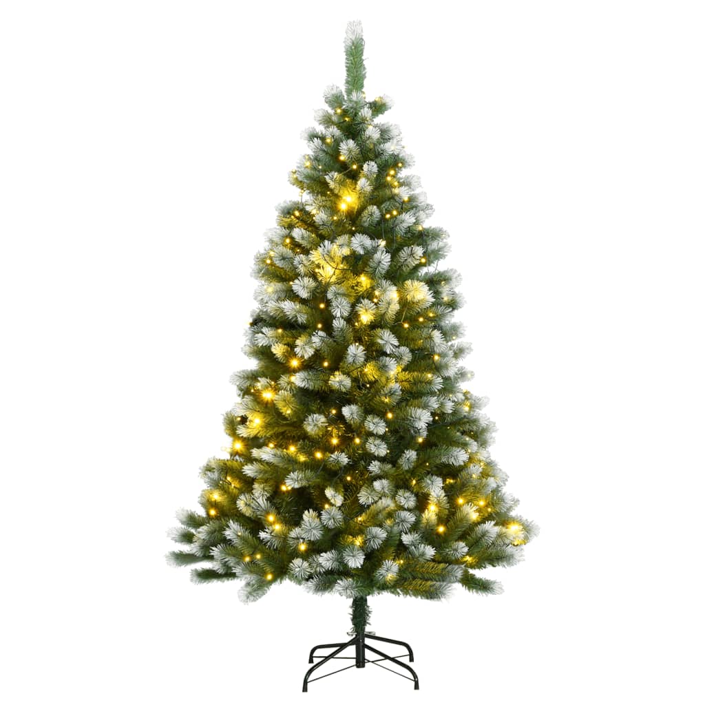 vidaXL Artificial Hinged Christmas Tree 300 LEDs & Flocked Snow 240 cm