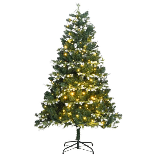 vidaXL Artificial Hinged Christmas Tree 300 LEDs & Flocked Snow 210 cm