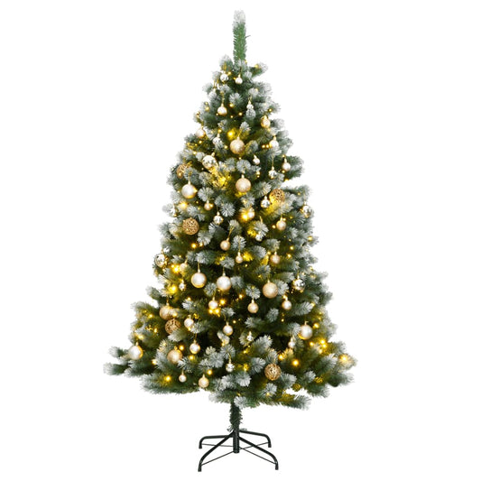 vidaXL Artificial Hinged Christmas Tree 300 LEDs & Ball Set 240 cm