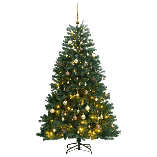 vidaXL Artificial Hinged Christmas Tree 300 LEDs & Ball Set 270 cm