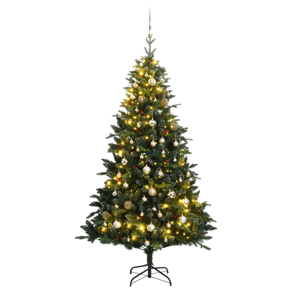 vidaXL Artificial Hinged Christmas Tree 300 LEDs & Ball Set 240 cm