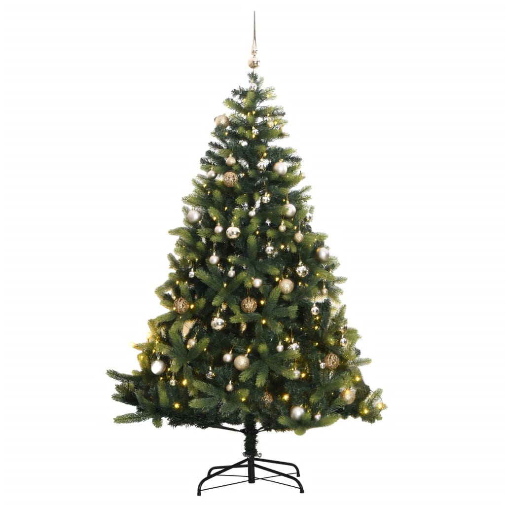 vidaXL Artificial Hinged Christmas Tree 300 LEDs & Ball Set 240 cm