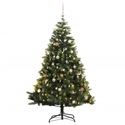 vidaXL Artificial Hinged Christmas Tree 300 LEDs & Ball Set 240 cm