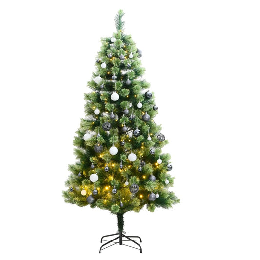 vidaXL Artificial Hinged Christmas Tree 300 LEDs & Ball Set 210 cm