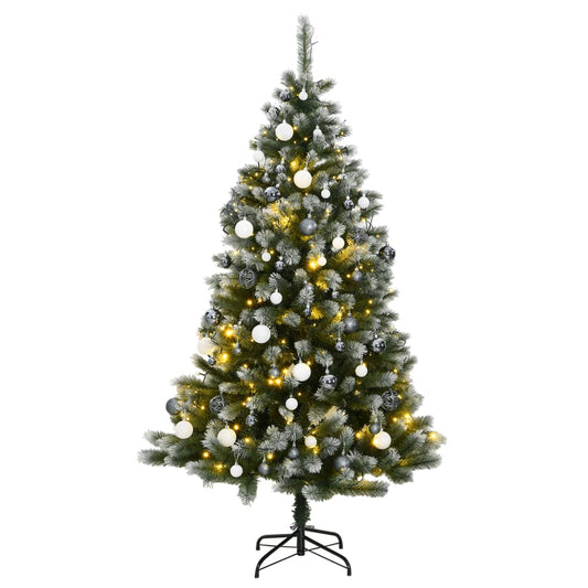 vidaXL Artificial Hinged Christmas Tree 300 LEDs & Ball Set 240 cm
