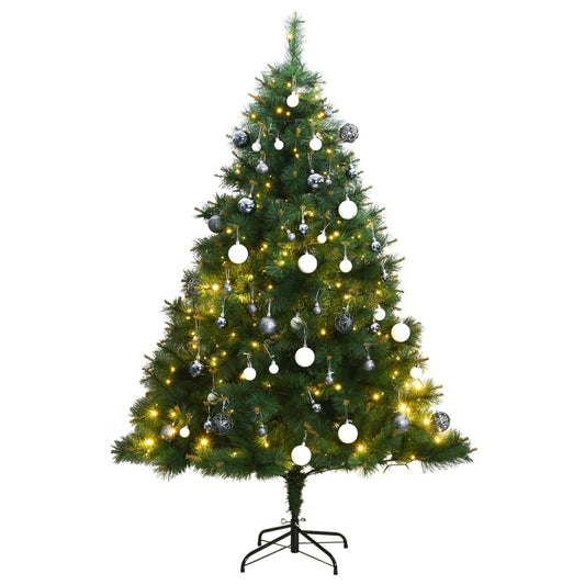 vidaXL Artificial Hinged Christmas Tree 300 LEDs & Ball Set 180 cm