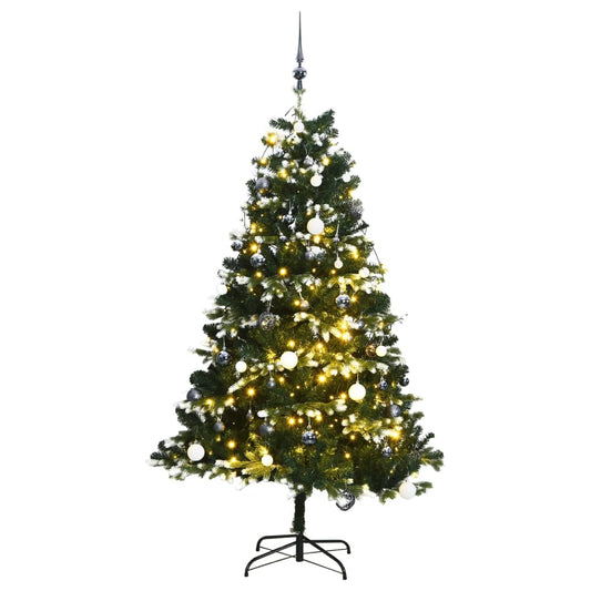 vidaXL Artificial Hinged Christmas Tree 300 LEDs & Ball Set 180 cm