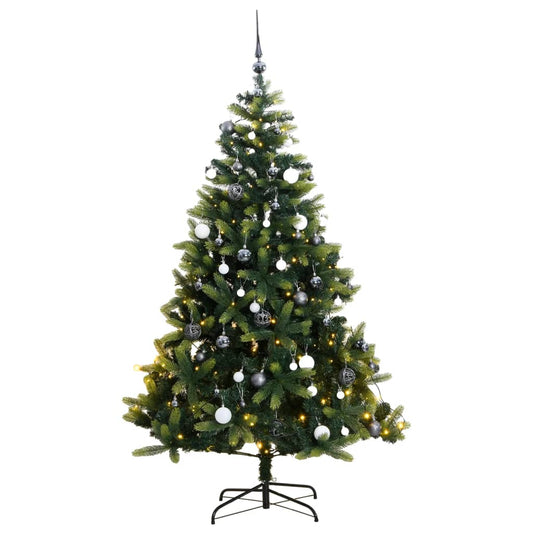 vidaXL Artificial Hinged Christmas Tree 300 LEDs & Ball Set 210 cm