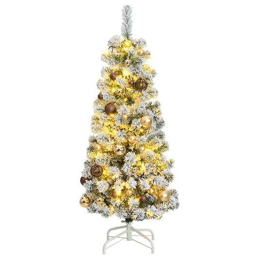 vidaXL Artificial Hinged Christmas Tree 150 LEDs & Ball Set 150 cm