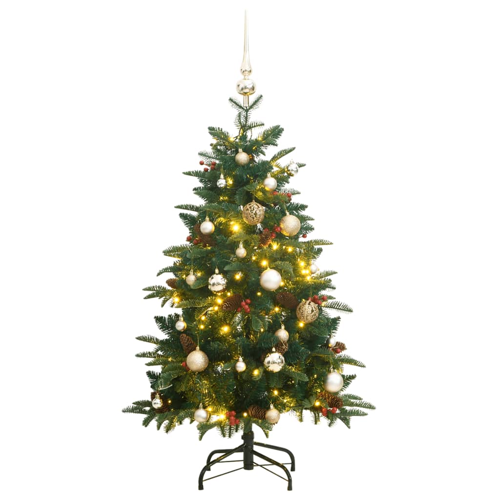 vidaXL Artificial Hinged Christmas Tree 150 LEDs & Ball Set 120 cm