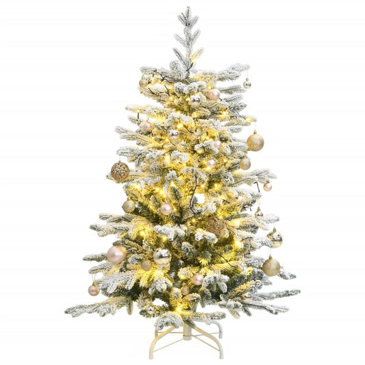vidaXL Artificial Hinged Christmas Tree 150 LEDs & Ball Set 120 cm