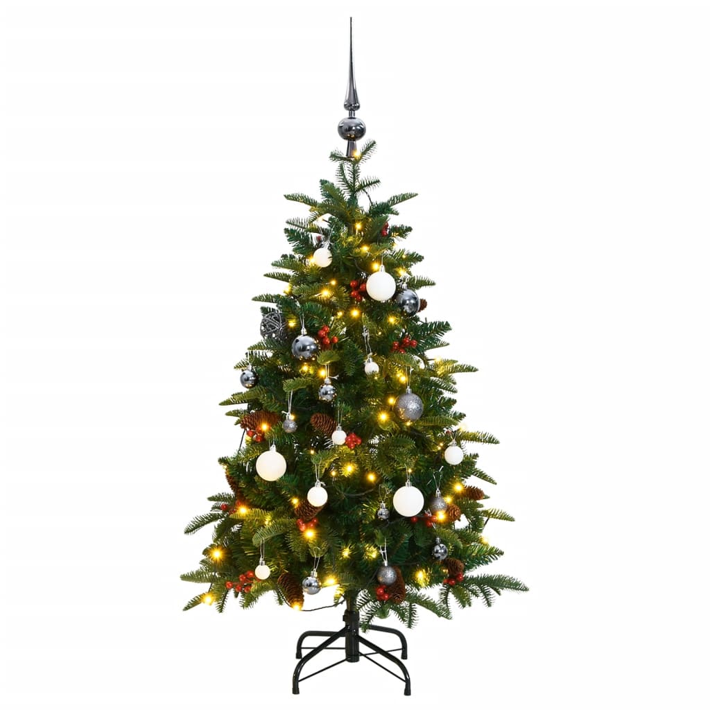 vidaXL Artificial Hinged Christmas Tree 150 LEDs & Ball Set 120 cm