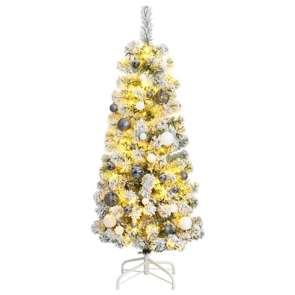 vidaXL Artificial Hinged Christmas Tree 150 LEDs & Ball Set 120 cm