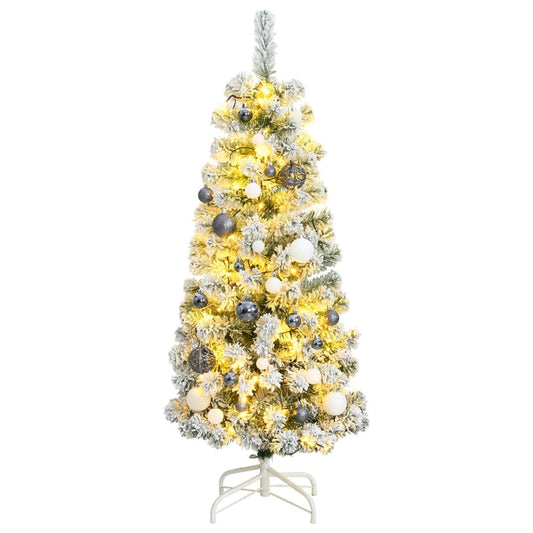 vidaXL Artificial Hinged Christmas Tree 150 LEDs & Ball Set 120 cm