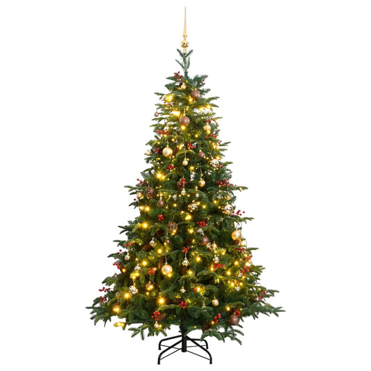vidaXL Artificial Hinged Christmas Tree 300 LEDs & Ball Set 180 cm