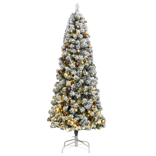 vidaXL Artificial Hinged Christmas Tree 300 LEDs & Ball Set 210 cm