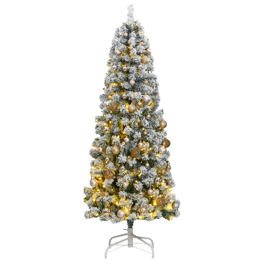vidaXL Artificial Hinged Christmas Tree 300 LEDs & Ball Set 180 cm