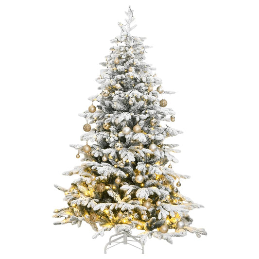 vidaXL Artificial Hinged Christmas Tree 300 LEDs & Ball Set 210 cm