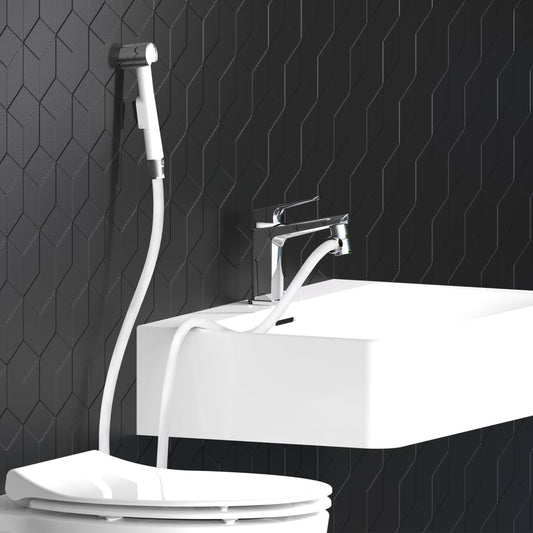 EISL Basin Hand Shower Set with Wall Bracket and Shower Hose White